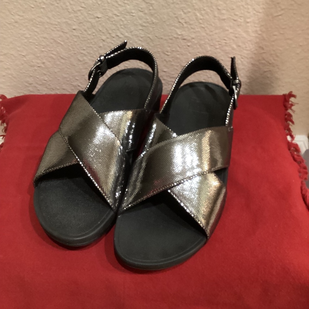 FitFlop LuLu Lustra Silver Slingback Sandals